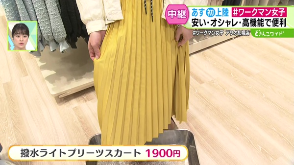 撥水ライトプリーツスカート　１９００円
