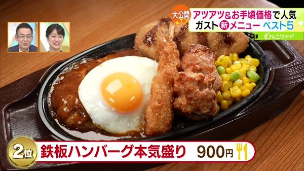 第2位 鉄板ハンバーグ本気盛り 900円